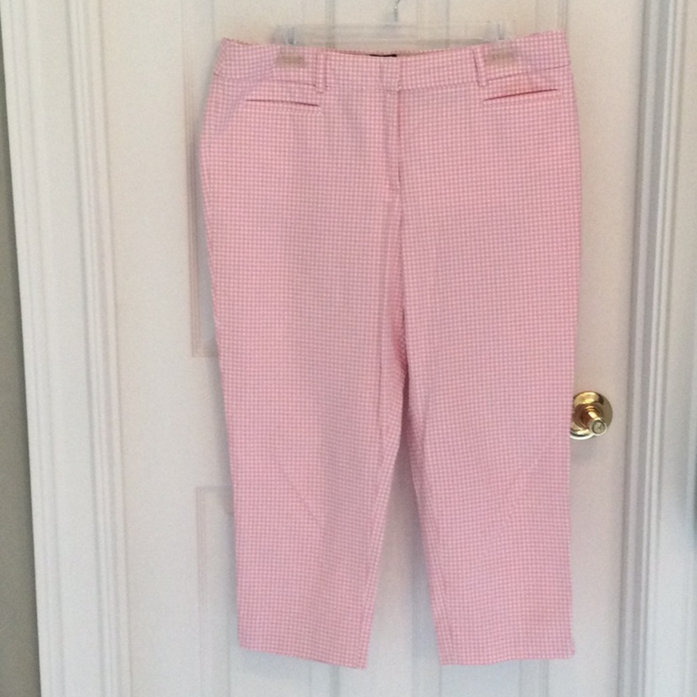 Talbots pink gingham crops